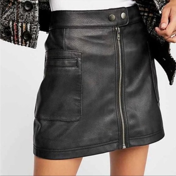 Free People Black Pleather Skirt - Picture 1 of 5